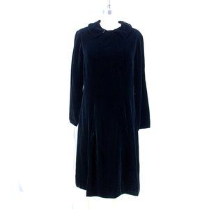 VTG Carlye NOS 1960s Black Velvet Mini Dress Mod Point Collar Long Sleeve Go-Go